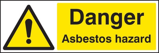 24409M Danger asbestos hazard Self Adhesive Vinyl (600x200mm) Safety Sign