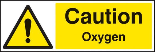 24410G Caution oxygen Self Adhesive Vinyl (300x100mm) Safety Sign