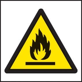 24414F Flammable symbol Self Adhesive Vinyl (200x200mm) Safety Sign