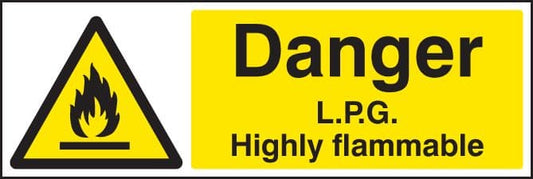 24427G Danger LPG highly flammable Self Adhesive Vinyl (300x100mm) Safety Sign