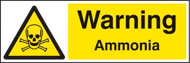 24429G Warning ammonia Self Adhesive Vinyl (300x100mm) Safety Sign