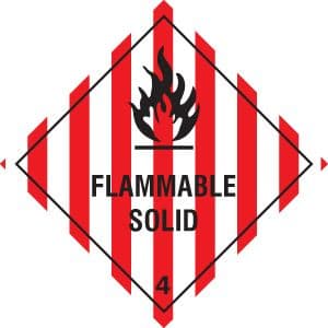 24432F Flammable solid Self Adhesive Vinyl (200x200mm) Safety Sign