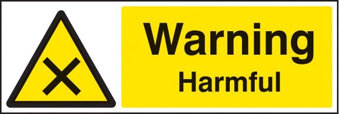 24455G Warning harmful Self Adhesive Vinyl (300x100mm) Safety Sign