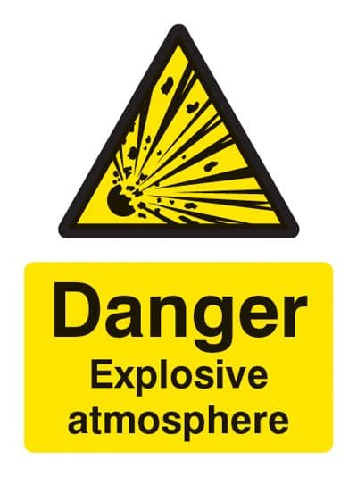 24480K Danger explosive atmosphere BS5499 Self Adhesive Vinyl (400x300mm) Safety Sign