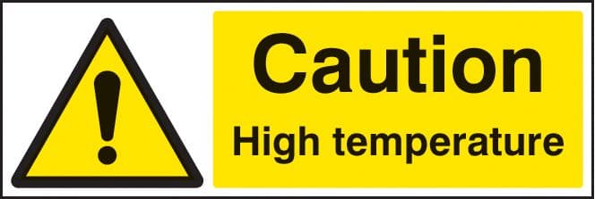 24482G Caution high temperature Self Adhesive Vinyl (300x100mm) Safety Sign