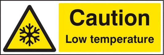 24483G Caution low temperature Self Adhesive Vinyl (300x100mm) Safety Sign