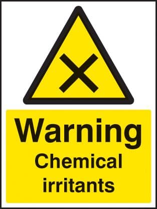 24489E Warning chemical irritants Self Adhesive Vinyl (200x150mm) Safety Sign