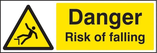 24494G Danger risk of falling Self Adhesive Vinyl (300x100mm) Safety Sign