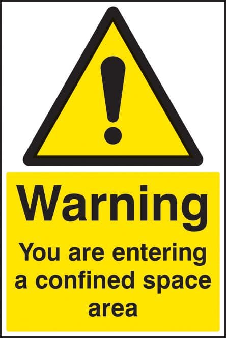 24498P Warning you are entering a confined space area Self Adhesive Vinyl (600x400mm) Safety Sign