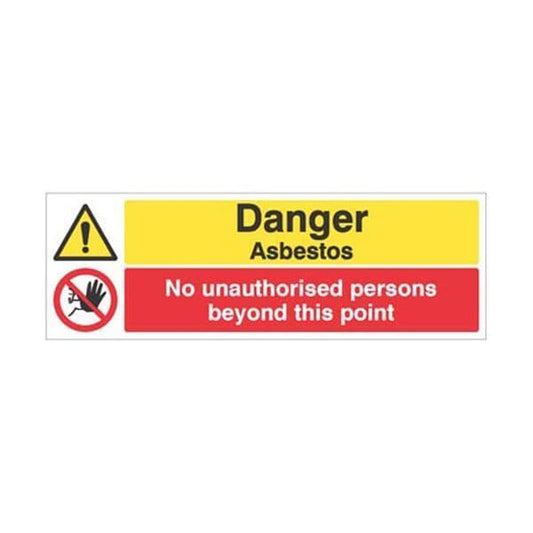 24500G Danger asbestos No unauthorised persons beyond this point sign - Self Adhesive (300x100mm)