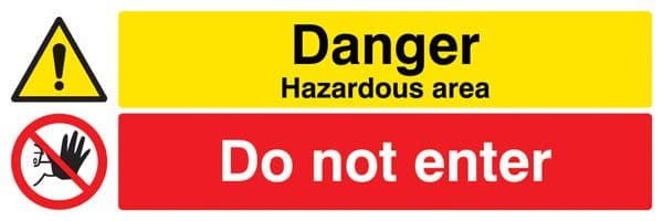 24533G Danger hazardous areas Do not enter Self Adhesive Vinyl (300x100mm) Safety Sign