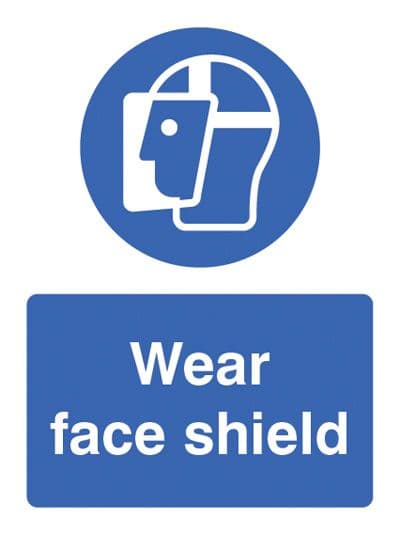 25001E Wear face shield Self Adhesive Vinyl (200x150mm) Safety Sign