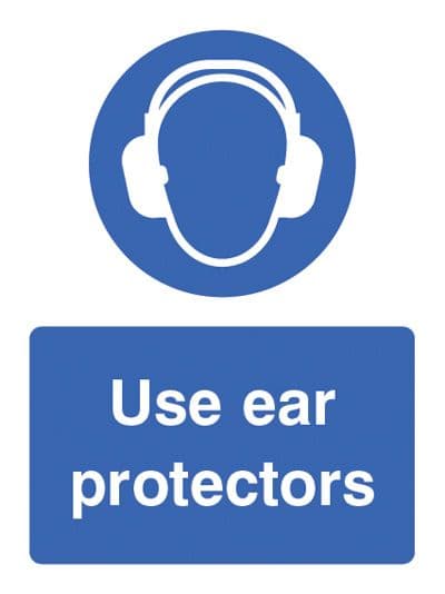 25012K Use ear protectors Self Adhesive Vinyl (400x300mm) Safety Sign