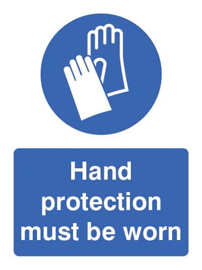 25203K Hand protection must be worn Self Adhesive Vinyl (400x300mm) Safety Sign