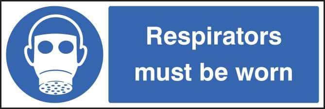 25205G Respirators must be worn Self Adhesive Vinyl (300x100mm) Safety Sign