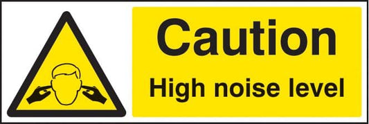 25220M Caution high noise level Self Adhesive Vinyl (600x200mm) Safety Sign
