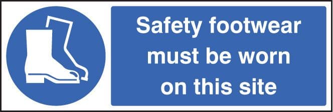 25232G Safety footwear must be worn on this site Self Adhesive Vinyl (300x100mm) Safety Sign