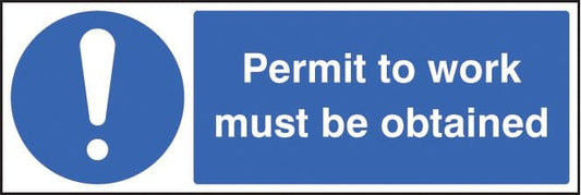 25403G Permit to work must be obtained Self Adhesive Vinyl (300x100mm) Safety Sign
