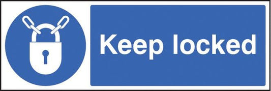25414M Keep locked Self Adhesive Vinyl (600x200mm) Safety Sign