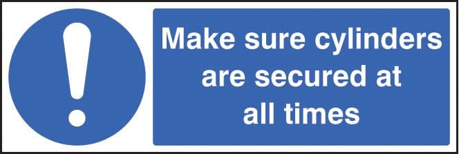 25446G Make sure cylinders are secure at all times Self Adhesive Vinyl (300x100mm) Safety Sign