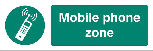 25459M Mobile phone zone Self Adhesive Vinyl (600x200mm) Safety Sign