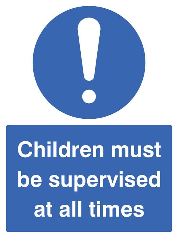 25465E Children must be supervised at all times Self Adhesive Vinyl (200x150mm) Safety Sign
