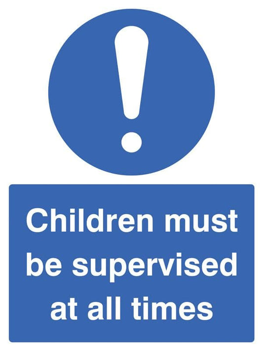 25465E Children must be supervised at all times Self Adhesive Vinyl (200x150mm) Safety Sign