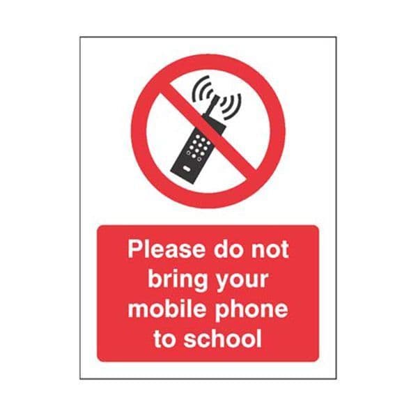 25471K Please do not bring your mobile phone to school sign - Self Adhesive Vinyl (400x300mm)
