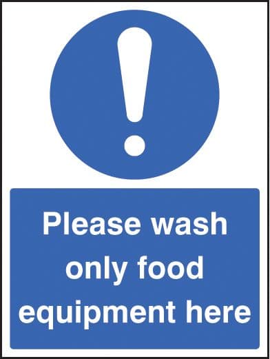 25601K Wash only food equipment Self Adhesive Vinyl (400x300mm) Safety Sign