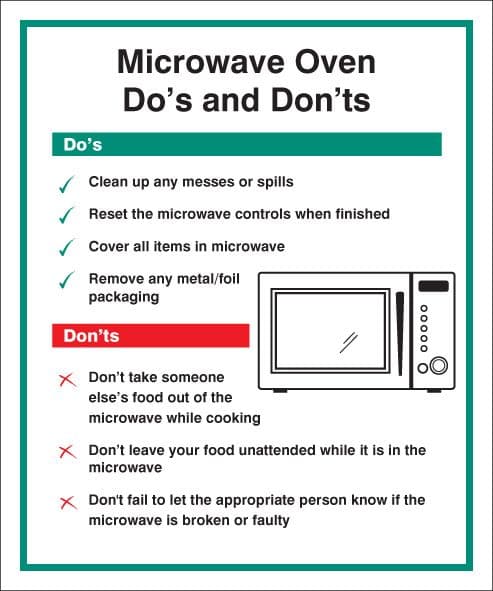 25624H Microwave - Do's & Don'ts Self Adhesive Vinyl (300x250mm) Safety Sign