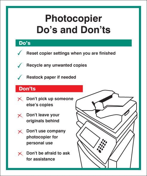 25629H Photocopier - Do's & Don'ts Self Adhesive Vinyl (300x250mm) Safety Sign