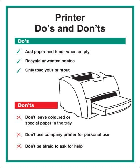 25630H Printer - Do's & Don'ts Self Adhesive Vinyl (300x250mm) Safety Sign