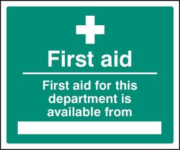26018H First aid for department available from Self Adhesive Vinyl (300x250mm) Safety Sign