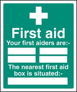 26027H First aiders the nearest first aid box is situated Self Adhesive Vinyl (300x250mm)