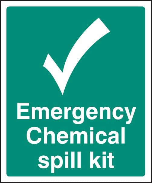 26033H Emergency chemical spill kit Self Adhesive Vinyl (300x250mm) Safety Sign