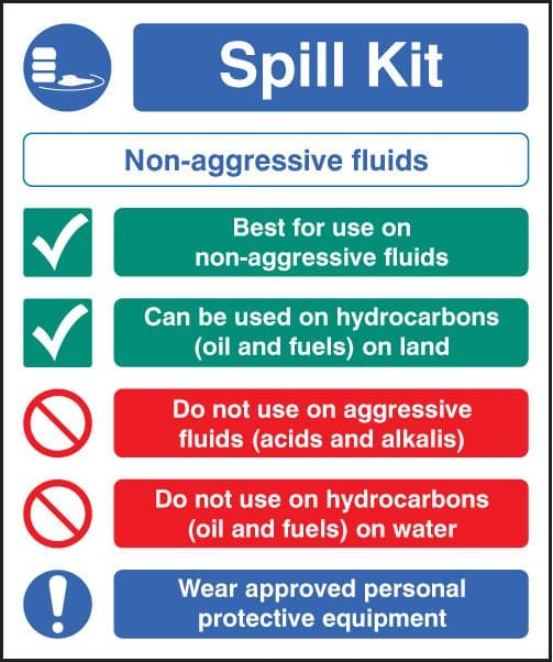 26041H Spill kit non-aggressive fluids Self Adhesive Vinyl (300x250mm) Safety Sign