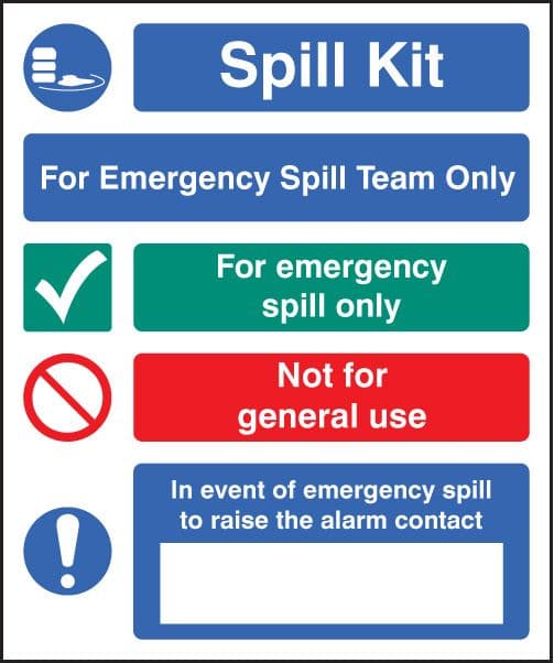 26043H Spill kit emergency spill team only Self Adhesive Vinyl (300x250mm) Safety Sign