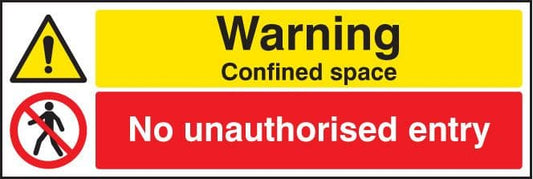 26211G Warning confined space no unauthorised entry Self Adhesive Vinyl (300x100mm) Safety Sign