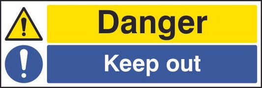 26216M Danger keep out Self Adhesive Vinyl (600x200mm) Safety Sign