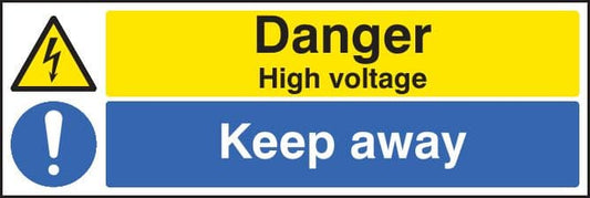 26219G Danger high voltage keep away Self Adhesive Vinyl (300x100mm) Safety Sign