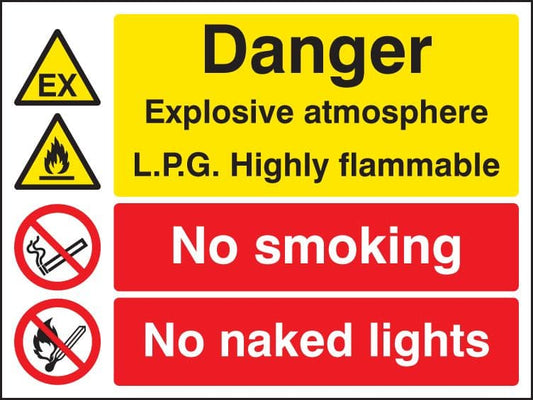 26234K Explosive atmosphere lpg highly flammable no smoking/naked light Sticker (400x300mm)