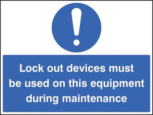 26246A Lockout devices must be used on this equipment during maintenance Sticker (100x75mm)