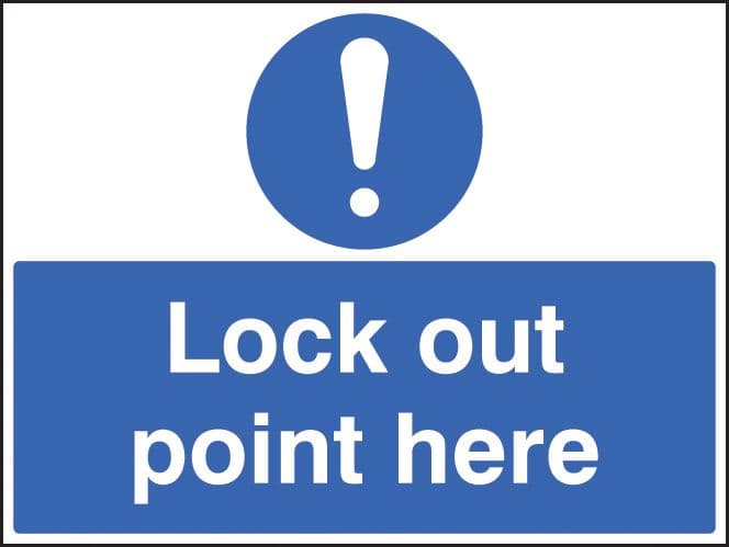 26248A Lockout point here Self Adhesive Vinyl (100x75mm) Safety Sign