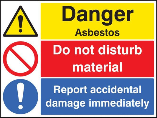 26270K Danger asbestos do not disturb material report damage Self Adhesive Vinyl (400x300mm)
