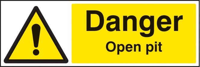 26503M Danger open pit Self Adhesive Vinyl (600x200mm) Safety Sign
