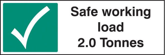 26515G Safe working load 2.0 Tonnes Self Adhesive Vinyl (300x100mm) Safety Sign