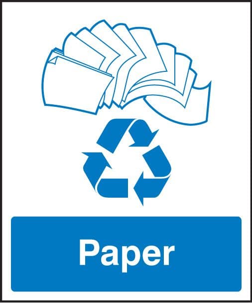 26617H Paper recycling Self Adhesive Vinyl (300x250mm) Safety Sign