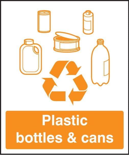 26618A Plastic bottles & cans recycling Self Adhesive Vinyl (100x75mm) Safety Sign