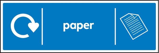 26634G WRAP Recycling Sign - Paper Self Adhesive Vinyl (300x100mm) Safety Sign
