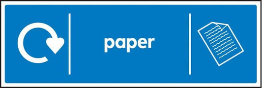 26634G WRAP Recycling Sign - Paper Self Adhesive Vinyl (300x100mm) Safety Sign